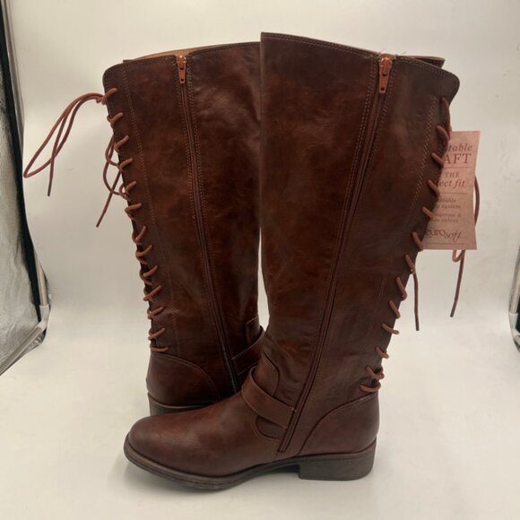 Euro soft tall brown lace up boots - Picture 7 of 8